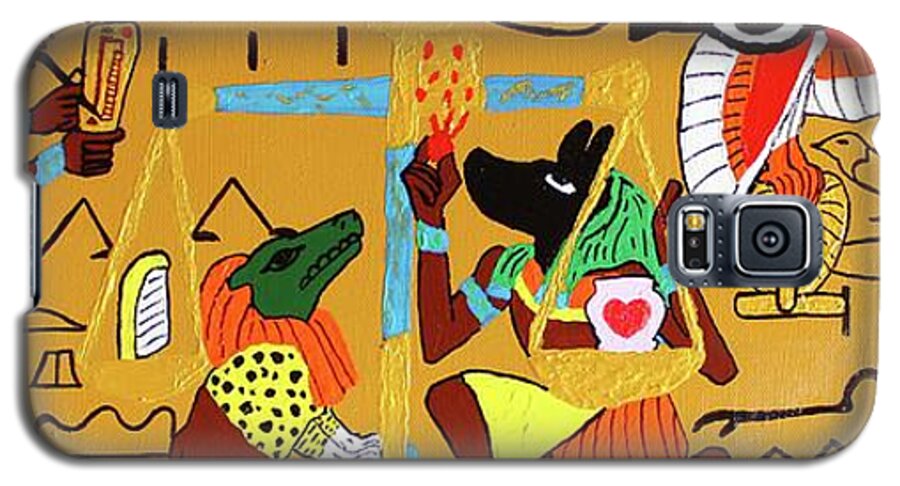 Acrylic Galaxy S5 Case featuring the painting The Weighing Of The Heart by Odalo Wasikhongo