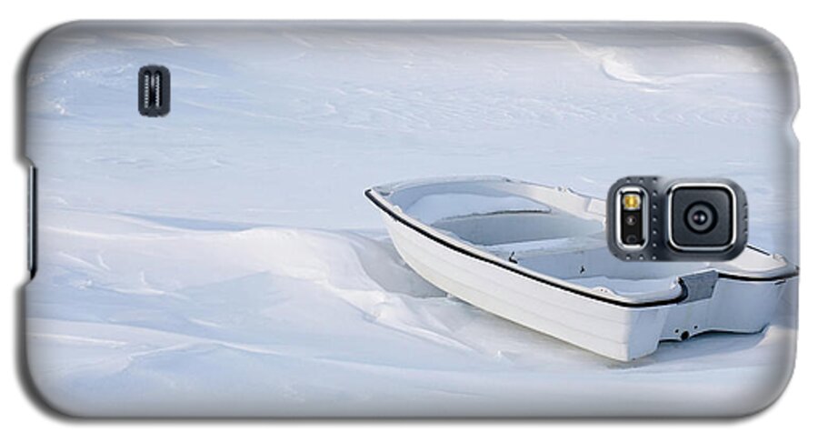 Snow White Backgrounds Galaxy S5 Case featuring the photograph The white fishing boat by Nick Mares