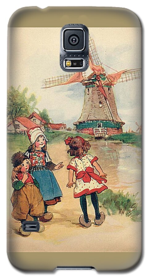 Dutch Galaxy S5 Case featuring the painting The Windmill and the LIttle Wooden Shoes by Reynold Jay