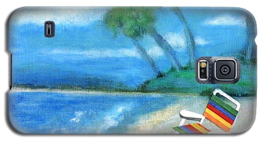 Beach Galaxy S5 Case featuring the painting Three Beaches B by Mary Ann Leitch