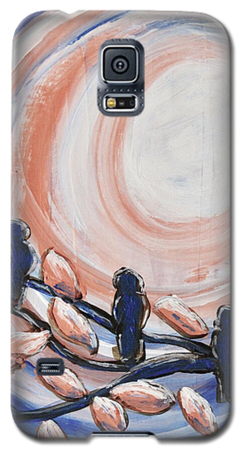 Blue Galaxy S5 Case featuring the painting Three Blue by April Burton