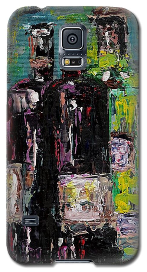 Wine Galaxy S5 Case featuring the painting Three Bottles of Wine by Frances Marino
