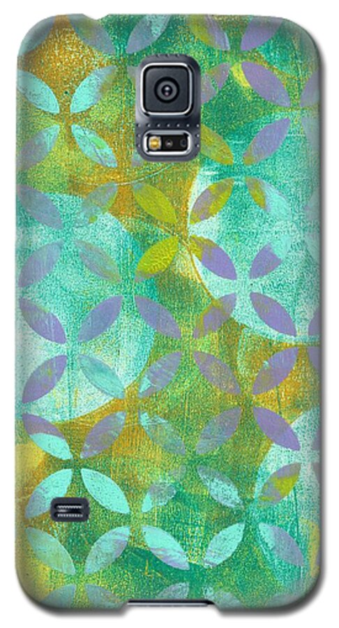 Abstract Art Galaxy S5 Case featuring the mixed media Three Moons Rising by Lisa Noneman