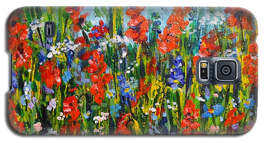 Wild Flpwers Galaxy S5 Case featuring the painting Through the Wild flowers by Asha Sudhaker Shenoy