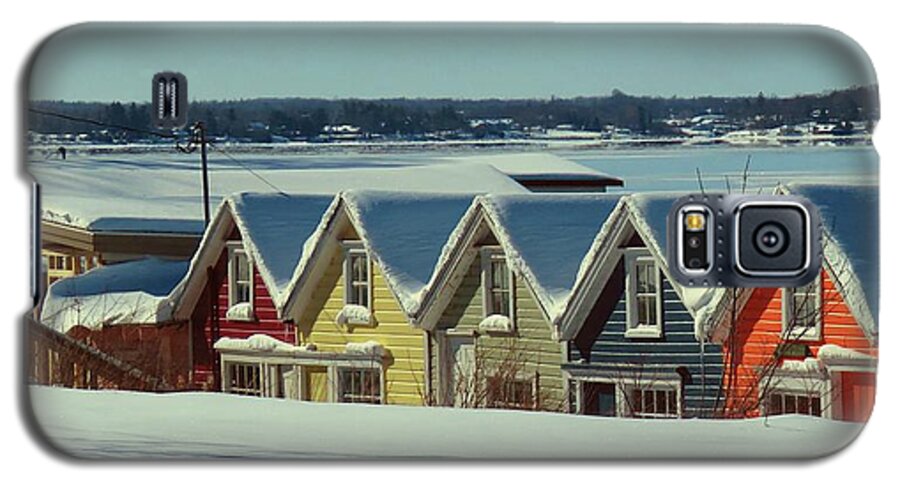 Thousand Islands Galaxy S5 Case featuring the photograph Winter View TI Park Boathouses by Dennis McCarthy