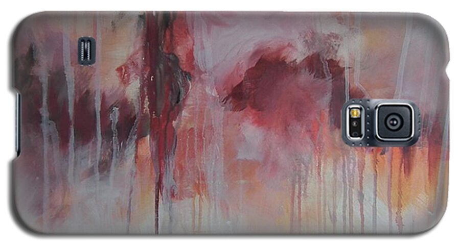Abstract Galaxy S5 Case featuring the painting Tickled Pink 2 by Kristen Abrahamson
