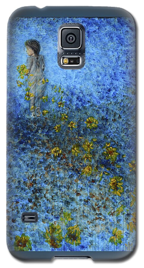 Child Galaxy S5 Case featuring the painting Traces Sunflowers Lost by Nik Helbig
