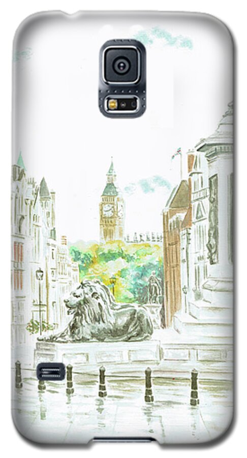 London Galaxy S5 Case featuring the painting Trafalgar Square by Elizabeth Lock