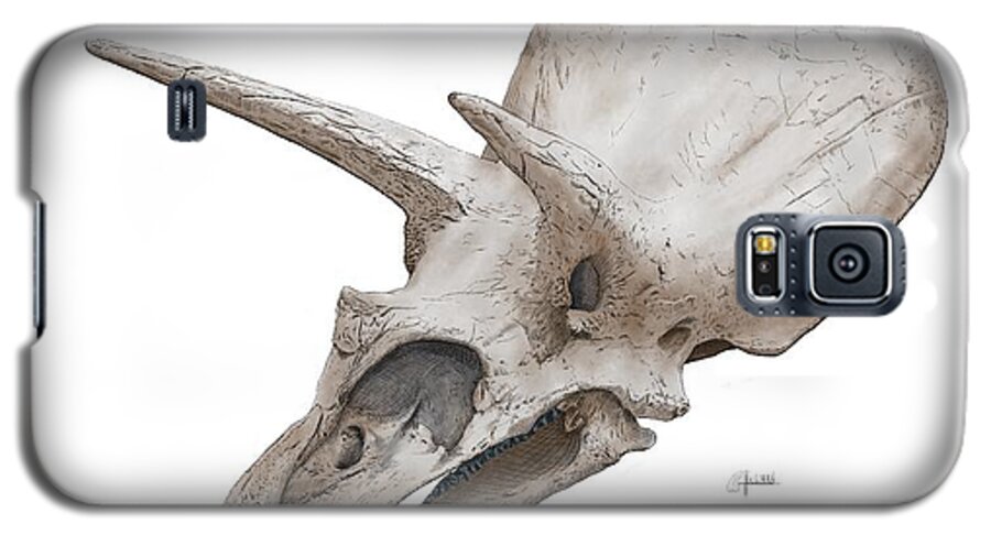 Triceratops Galaxy S5 Case featuring the digital art Triceratops skull by Rick Adleman
