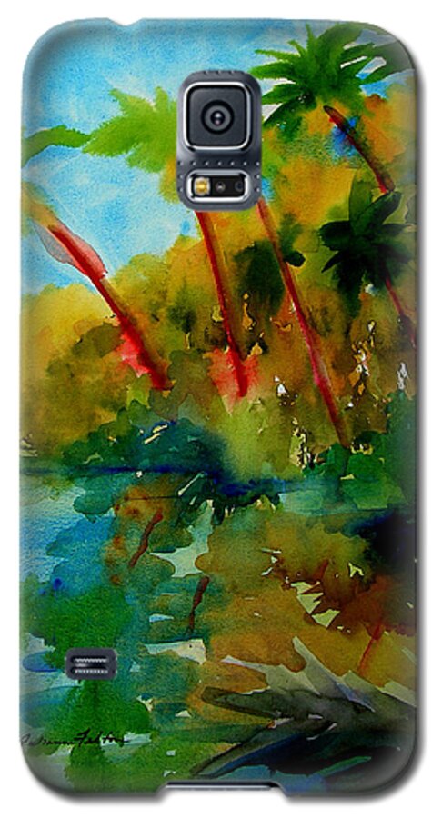 Art Galaxy S5 Case featuring the painting Tropical Canal by Julianne Felton
