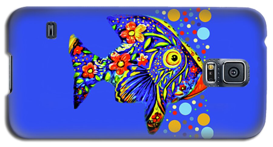 Abstract Galaxy S5 Case featuring the digital art Tropical Fish by Eleni Synodinou