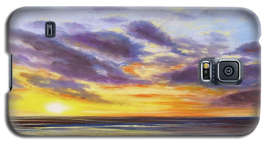 Sunset Galaxy S5 Case featuring the painting Tropical Sunset Panoramic Painting by Gina De Gorna