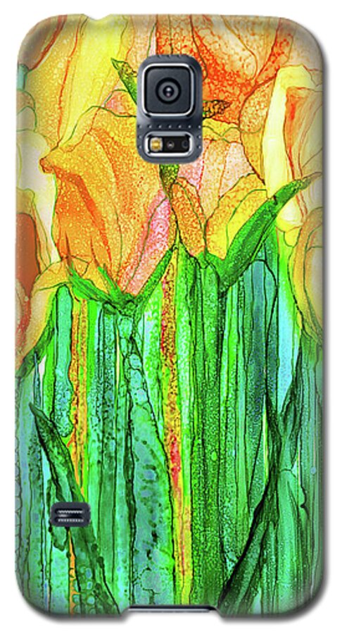 Carol Cavalaris Galaxy S5 Case featuring the mixed media Tulip Bloomies 2 - Yellow by Carol Cavalaris