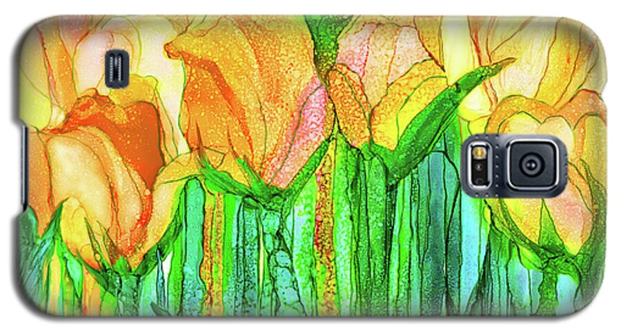Carol Cavalaris Galaxy S5 Case featuring the mixed media Tulip Bloomies 3 - Yellow by Carol Cavalaris