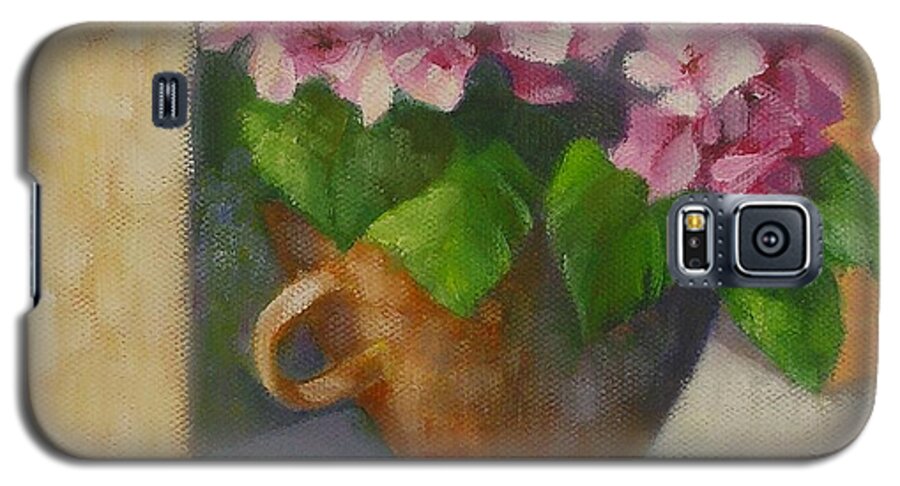 Still Life Galaxy S5 Case featuring the painting Tuscan Flower pot oil painting by Chris Hobel