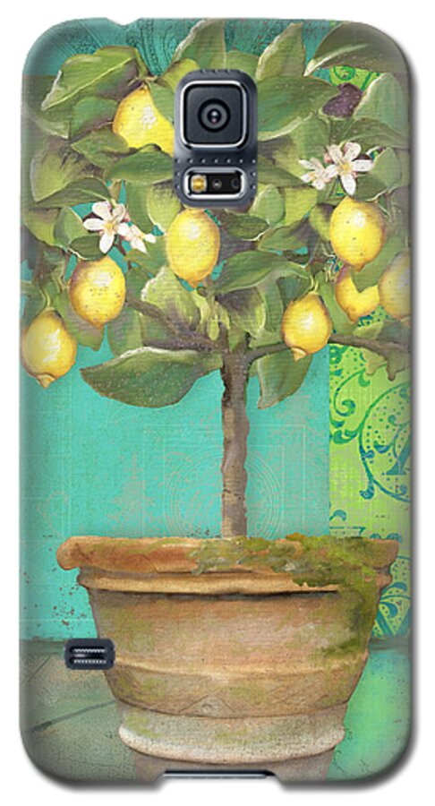 Tuscan Galaxy S5 Case featuring the painting Tuscan Lemon Topiary - Damask Pattern 1 by Audrey Jeanne Roberts