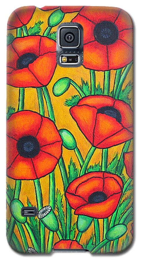 Colourful Galaxy S5 Case featuring the painting Tuscan Poppies by Lisa Lorenz