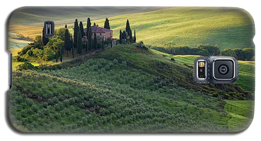 European Art Galaxy S5 Case featuring the photograph Green Hills of Val De L' Orca Tuscan Villa by Harriet Feagin
