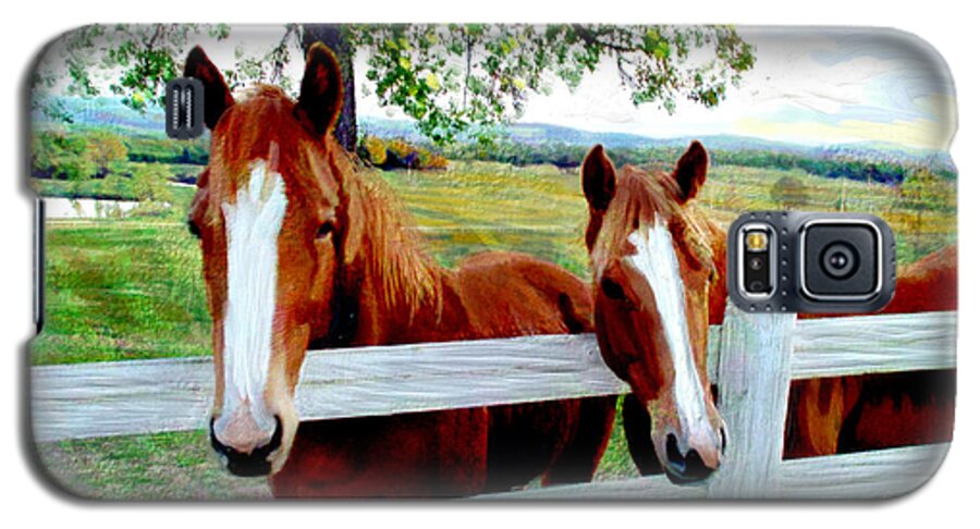 Horses Galaxy S5 Case featuring the painting Twin Ponies by Dale Turner