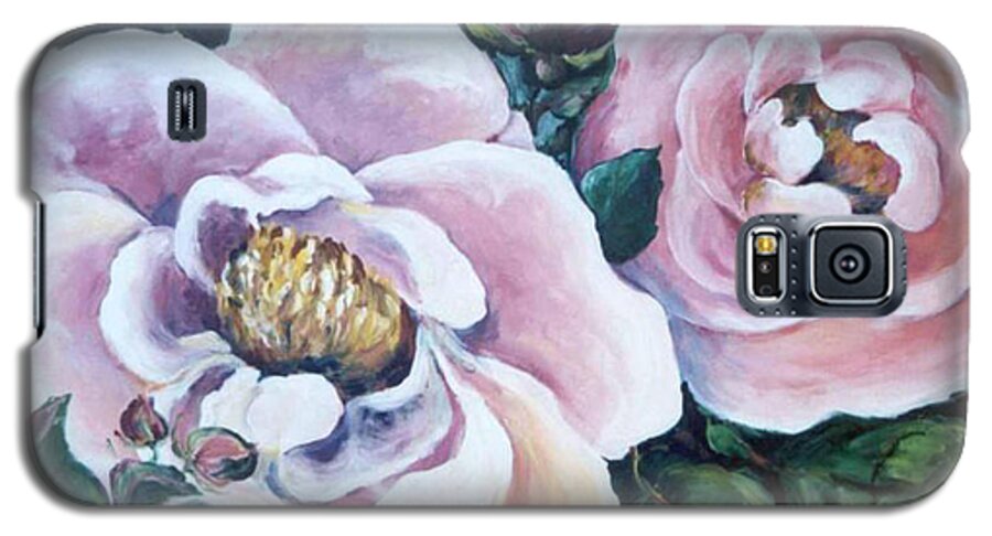 Ingrid Dohm Galaxy S5 Case featuring the painting Twin Roses by Ingrid Dohm