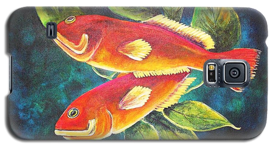 Two Fish Galaxy S5 Case featuring the painting Two fish by Patricia Piffath