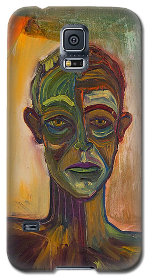 Man With Green At Top Galaxy S5 Case featuring the painting Uncertain by Hans Magden