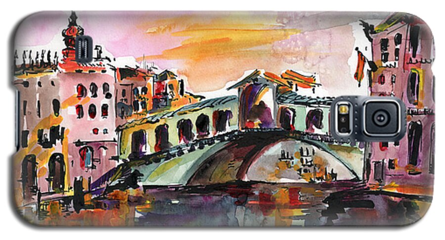 Venice Galaxy S5 Case featuring the painting Venice Italy Silence Rialto Bridge by Ginette Callaway
