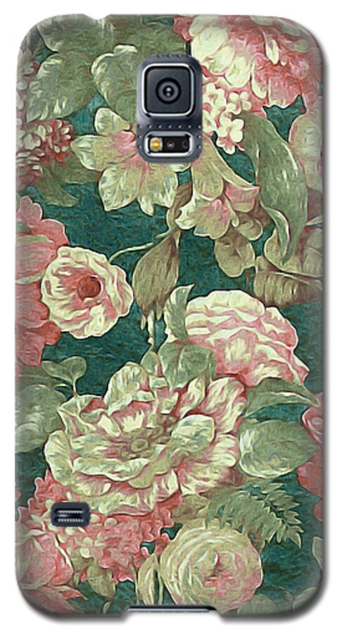 Vintage Floral Galaxy S5 Case featuring the mixed media Victorian Garden by Susan Maxwell Schmidt