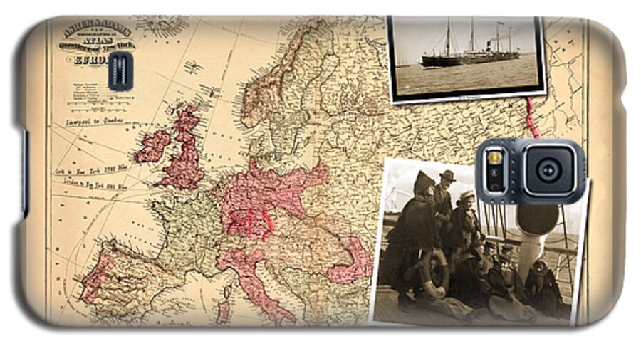 Vintage Galaxy S5 Case featuring the photograph Vintage Map Europe to New York by Karla Beatty