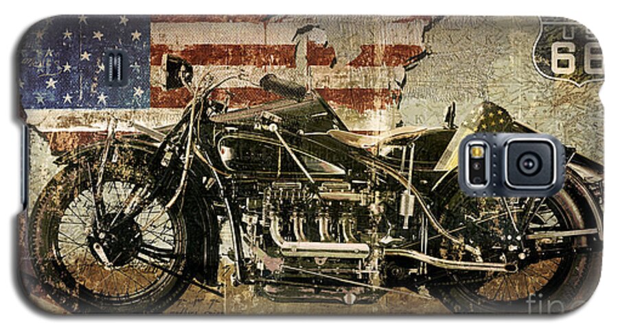 Motorcycle Galaxy S5 Case featuring the painting Vintage Motorcycle Unbound by Mindy Sommers