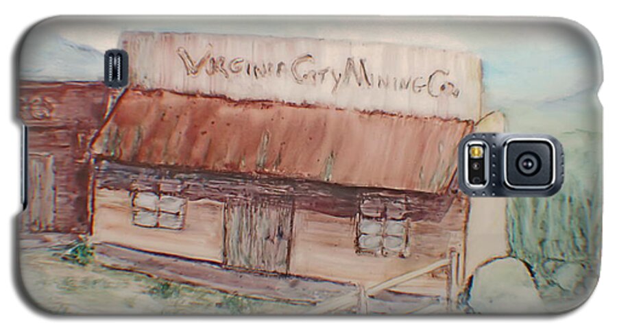Usa Galaxy S5 Case featuring the painting Virginia City Mining Co. by Laurie Morgan