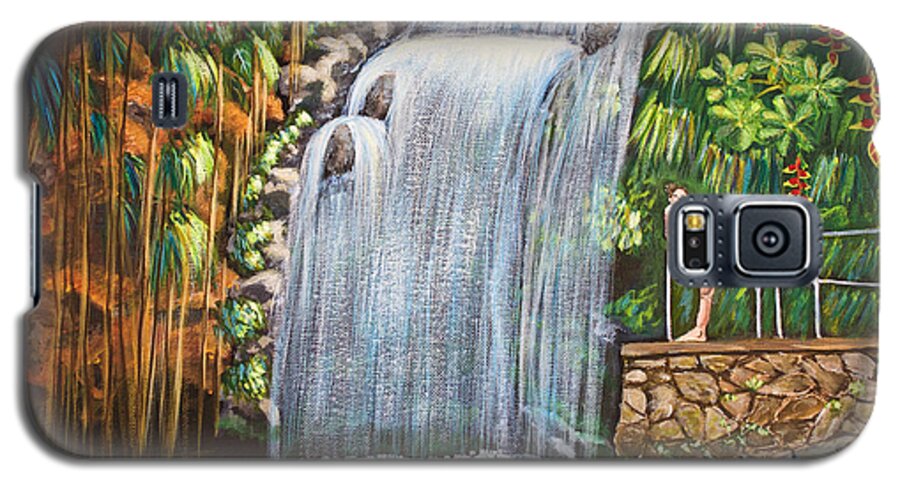 Annandale Waterfall Galaxy S5 Case featuring the painting Visitors To The Falls by Laura Forde