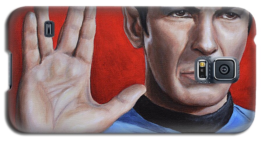 Leonard Nimoy Galaxy S5 Case featuring the painting Vulcan Farewell by Kim Lockman