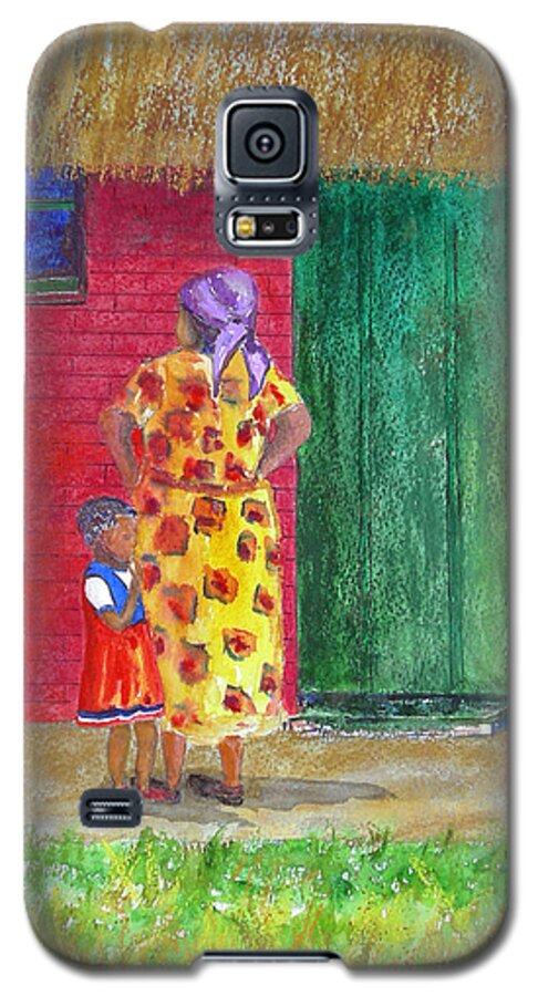Zimbabwe Galaxy S5 Case featuring the painting Waiting in Zimbabwe by Patricia Beebe
