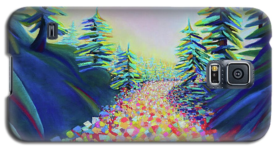 Abstract Landscape Galaxy S5 Case featuring the painting Walking in the Light by Polly Castor