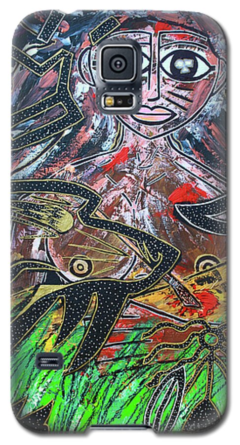  Galaxy S5 Case featuring the painting Warrior Spirit Woman by Odalo Wasikhongo