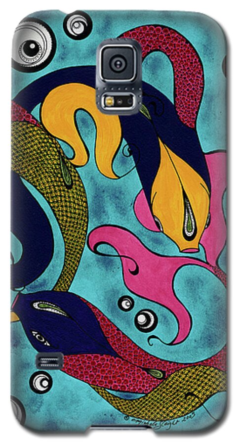Fish Galaxy S5 Case featuring the mixed media Water Dance by Michele Sleight