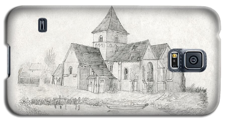 Water Inlet Galaxy S5 Case featuring the drawing Water Inlet Near Church by Donna L Munro