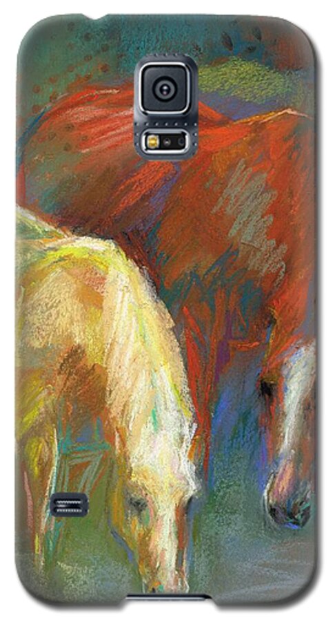 Equine Art Galaxy S5 Case featuring the painting Waterbreak by Frances Marino