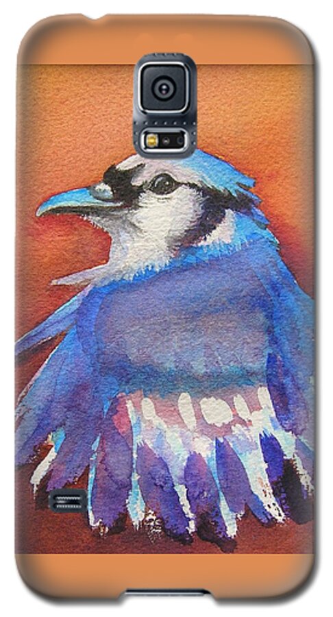 Bluejay Galaxy S5 Case featuring the painting Watercolor Blue Jay by Patricia Piffath