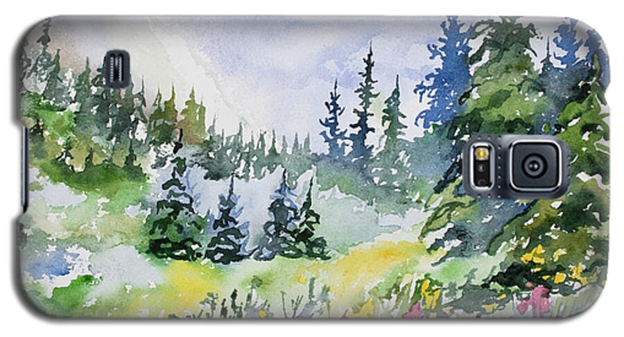 Landscape Galaxy S5 Case featuring the painting Watercolor - Colorado Summer Scene by Cascade Colors