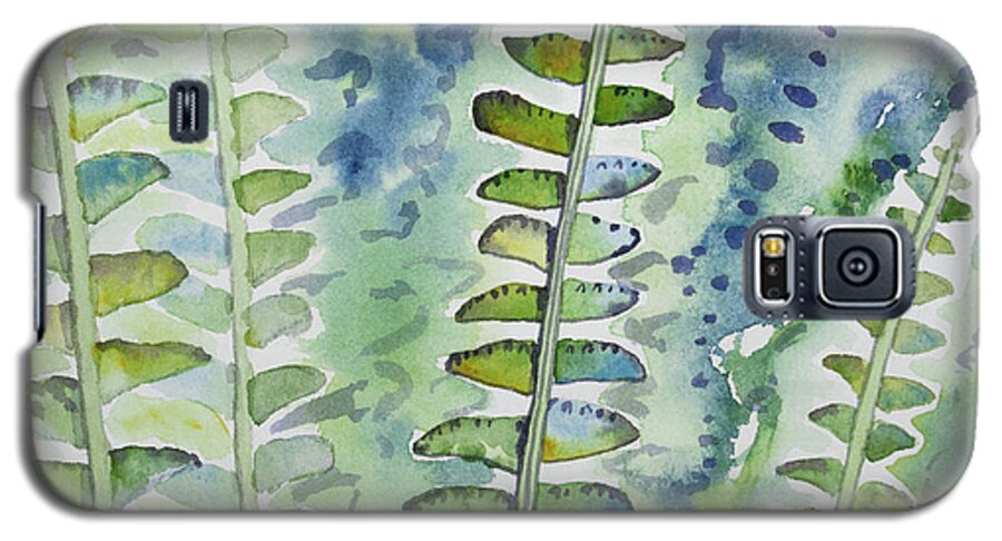 Fern Galaxy S5 Case featuring the painting Watercolor - Rainforest Fern Impressions by Cascade Colors