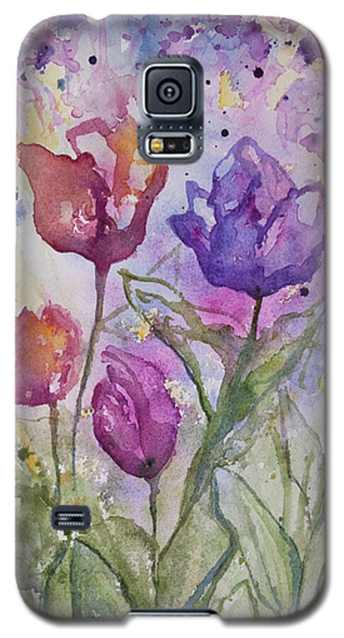 Flower Galaxy S5 Case featuring the painting Watercolor - Spring Flowers by Cascade Colors