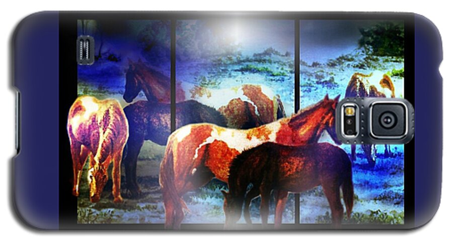 Horses Galaxy S5 Case featuring the mixed media What Horses Dream by Hartmut Jager