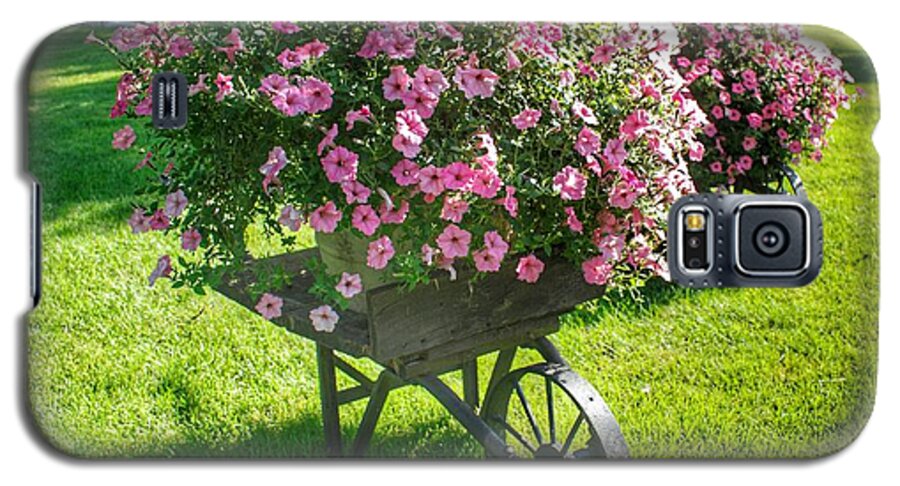 Flowers Galaxy S5 Case featuring the photograph 2004 - Wheel Barrow Full of Flowers by Sheryl L Sutter