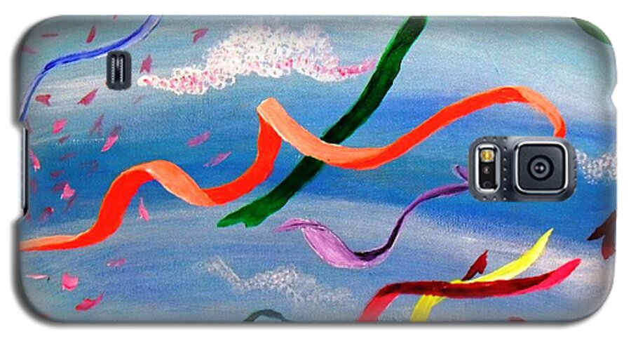 Abstract Galaxy S5 Case featuring the painting Whimsy Flying East by Peggy King
