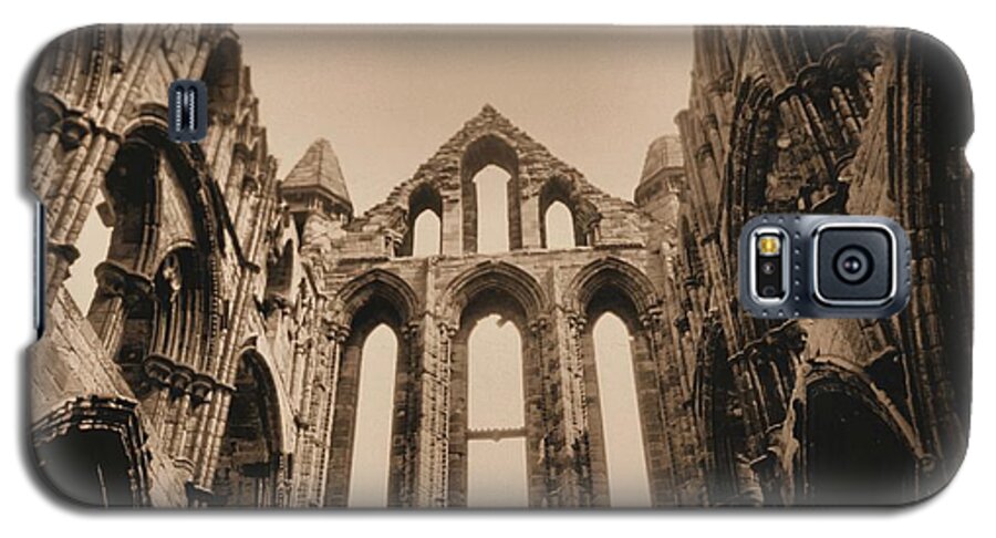 Whitby Abbey England Sepia Old Medieval Middle Ages Church Monastery Nun Nuns Architecture York Yorkshire Monasteries Ruins Saint Century Black Death Building  Cathedral Cloister Feudal Benedictine Monk Monks Celtic Bram Stoker Dracula Galaxy S5 Case featuring the photograph Whitby Abbey #19 by Raymond Magnani