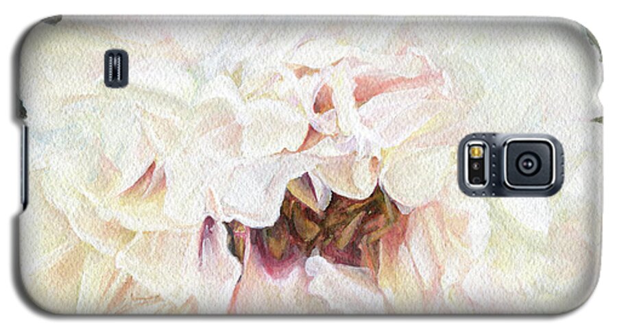 Peony Galaxy S5 Case featuring the painting White Peony by Laurie Rohner