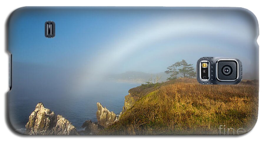 White Rainbow Over Ocean Bluff Fine Art Photography Print Galaxy S5 Case featuring the photograph White Rainbow Over Ocean Bluff by Jerry Cowart