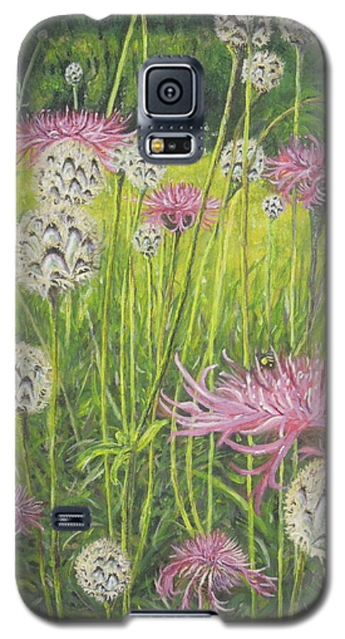 Art Galaxy S5 Case featuring the painting Wild Thistles by Shirley Wellstead